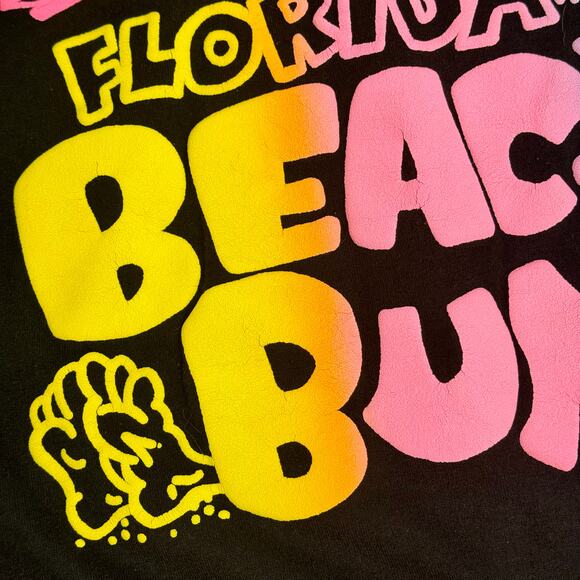 Vintage Beach Bum Florida Puff Print Black T-Shirt One Size - Picture 3 of 5